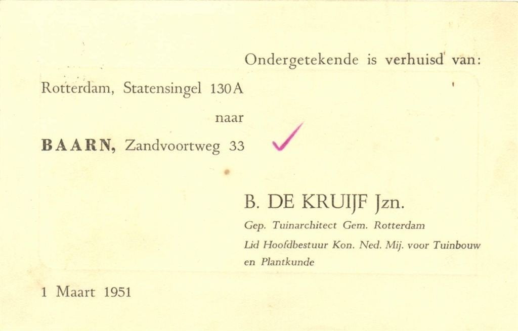 B. de Kruijf Jzn., Baarn - 03.1951 - briefkaart, Ophalen of Verzenden, Briefkaart