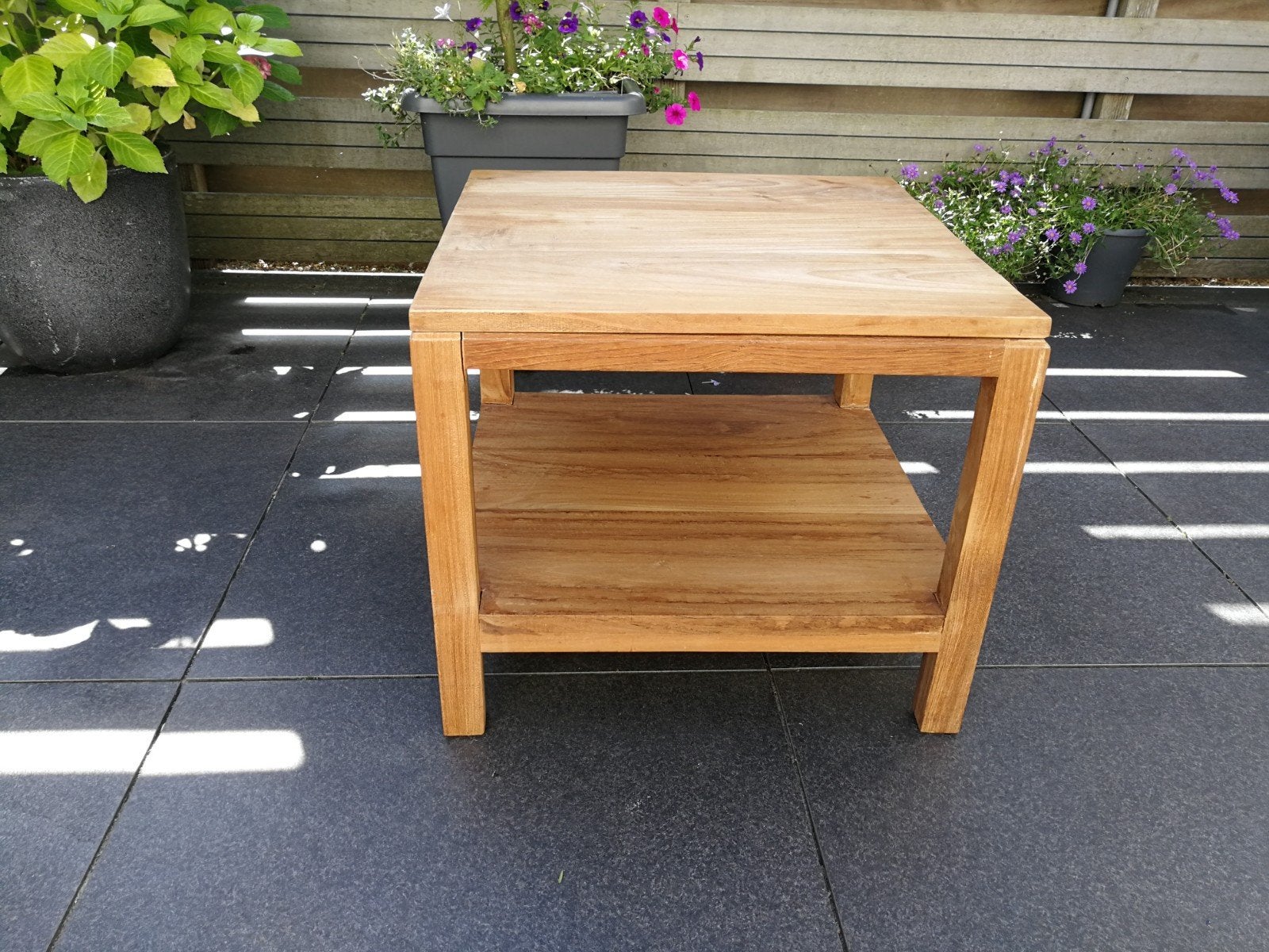 Teakhouten salontafeltjes, Ophalen, 50 tot 100 cm, Vierkant, 50 tot 100 cm