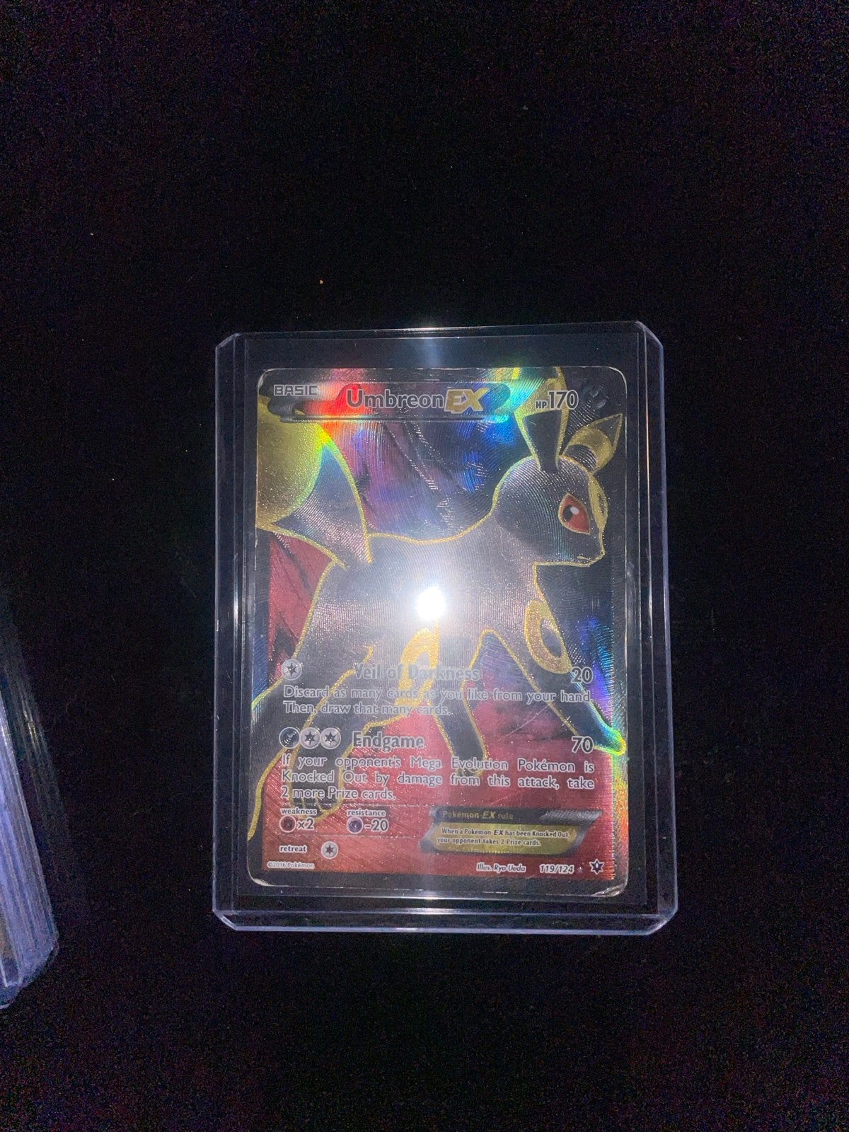 Umbreon EX Pokémon kaart (2016) - Beschadigd, Ophalen of Verzenden, Gebruikt, Losse kaart, Foil