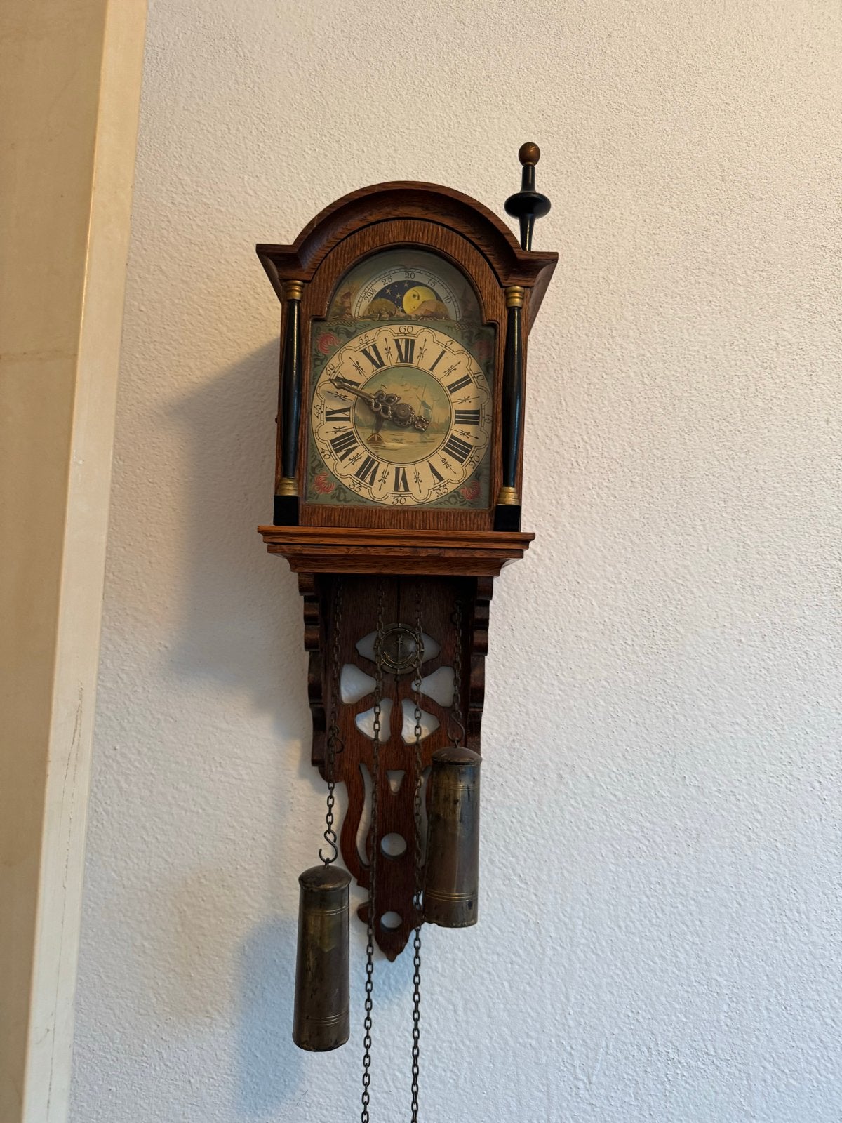 Antieke Friese Staartklok met Maanstand, Antiek en Kunst, Ophalen