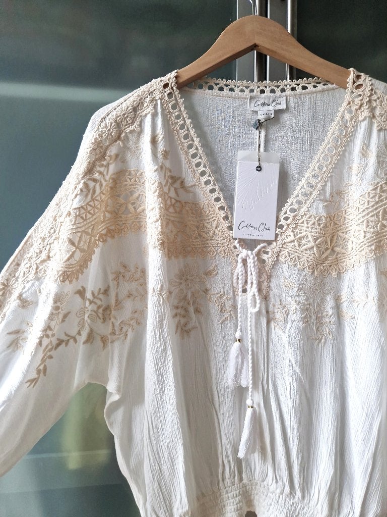Cotton Club bohemian blouse maat S nieuw, Kleding | Dames, Wit, Nieuw, Ophalen of Verzenden, Maat 36 (S)