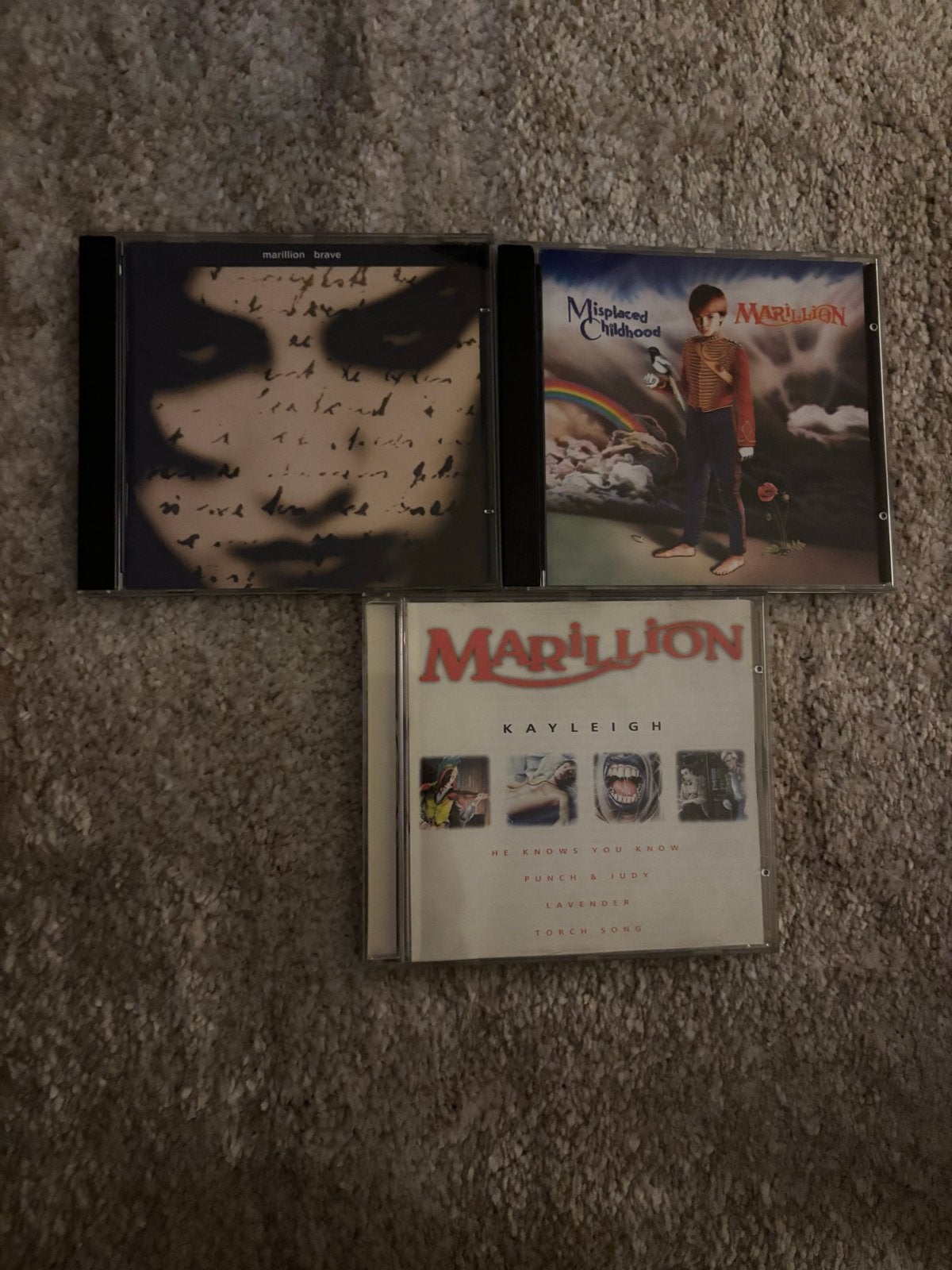 Marillion CD's: Brave, Misplaced Childhood & Kayleigh, Rock, Gebruikt, Ophalen of Verzenden, Inclusief doosje