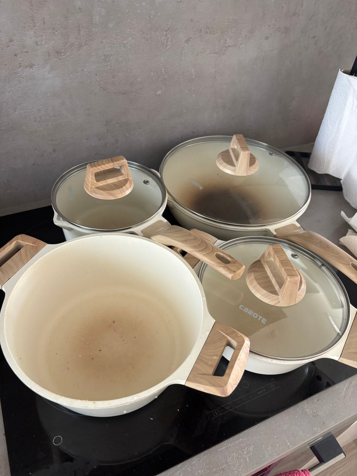 Gratis Set 5 potten en pannen, Huis en Inrichting, Keuken | Potten en Pannen, Ophalen, Zo goed als nieuw, Rvs, Pannenset