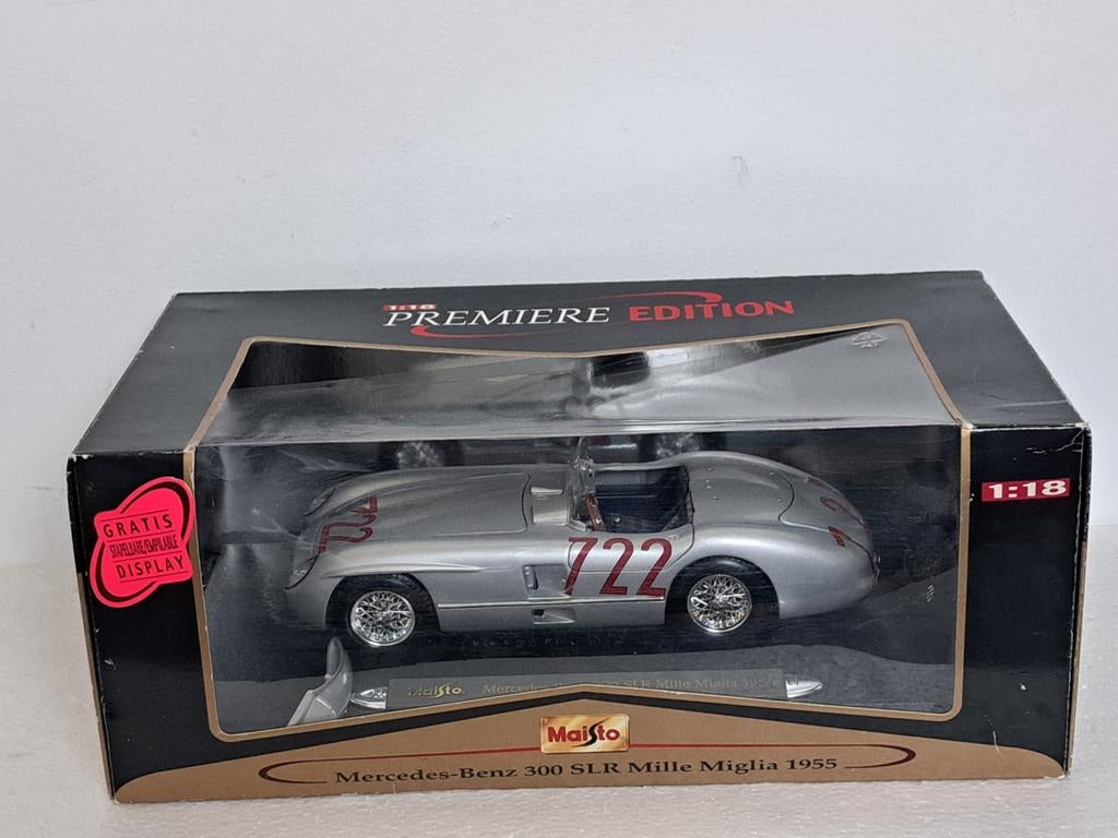 Mercedes Benz 300 SLR Mille Miglia 1955 Moss 722 1/18 Maisto, Hobby en Vrije tijd, Modelauto's | 1:18, Ophalen of Verzenden, Zo goed als nieuw