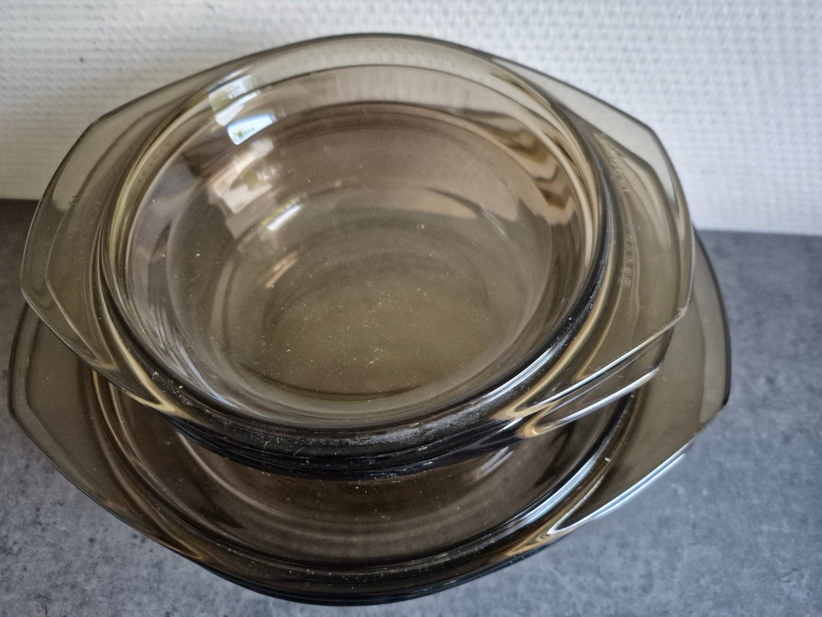 Arcopal rookglas schalen retro/ vintage, Gebruikt, Ophalen of Verzenden, Overige stijlen, Glas
