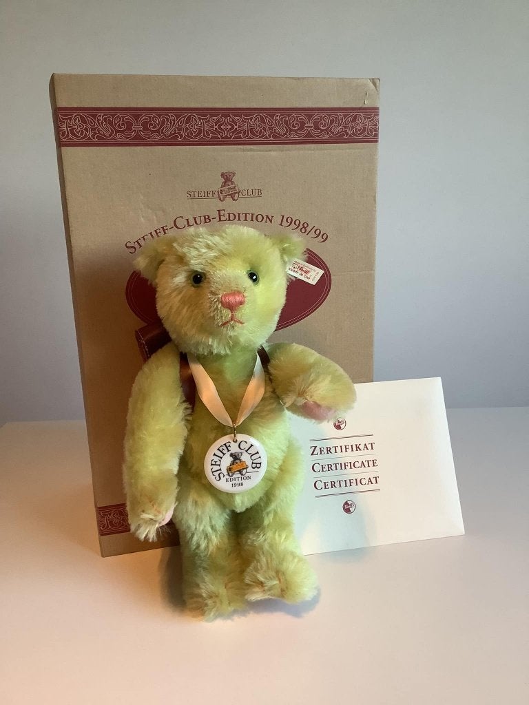 Steiff teddybeer in originele doos met cerficaat, Ophalen of Verzenden, Zo goed als nieuw, Stoffen beer, Steiff