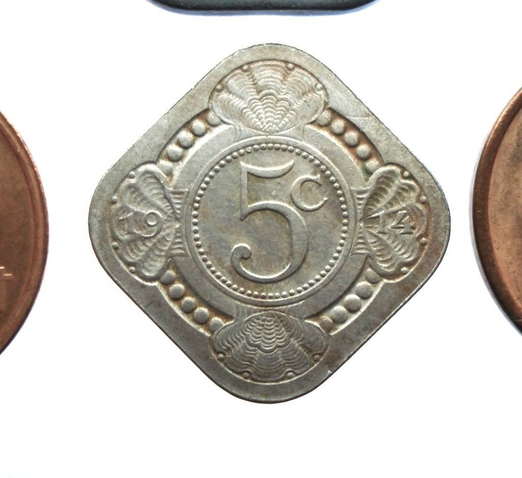 Nederland en NL overzee lot met 6 verschillende stuivers, Ophalen of Verzenden, Koningin Wilhelmina, 5 cent, Zilver