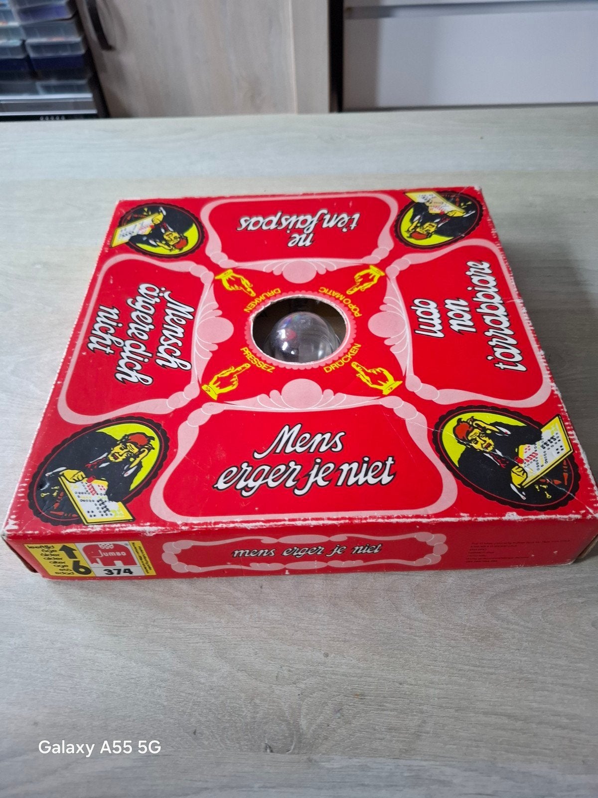 Vintage Mens Erger Je Niet bordspel - Jumbo 374, Westelijke Randweg 36, 1118 CR Schiphol, Nederland, Ophalen of Verzenden, Drie of vier spelers