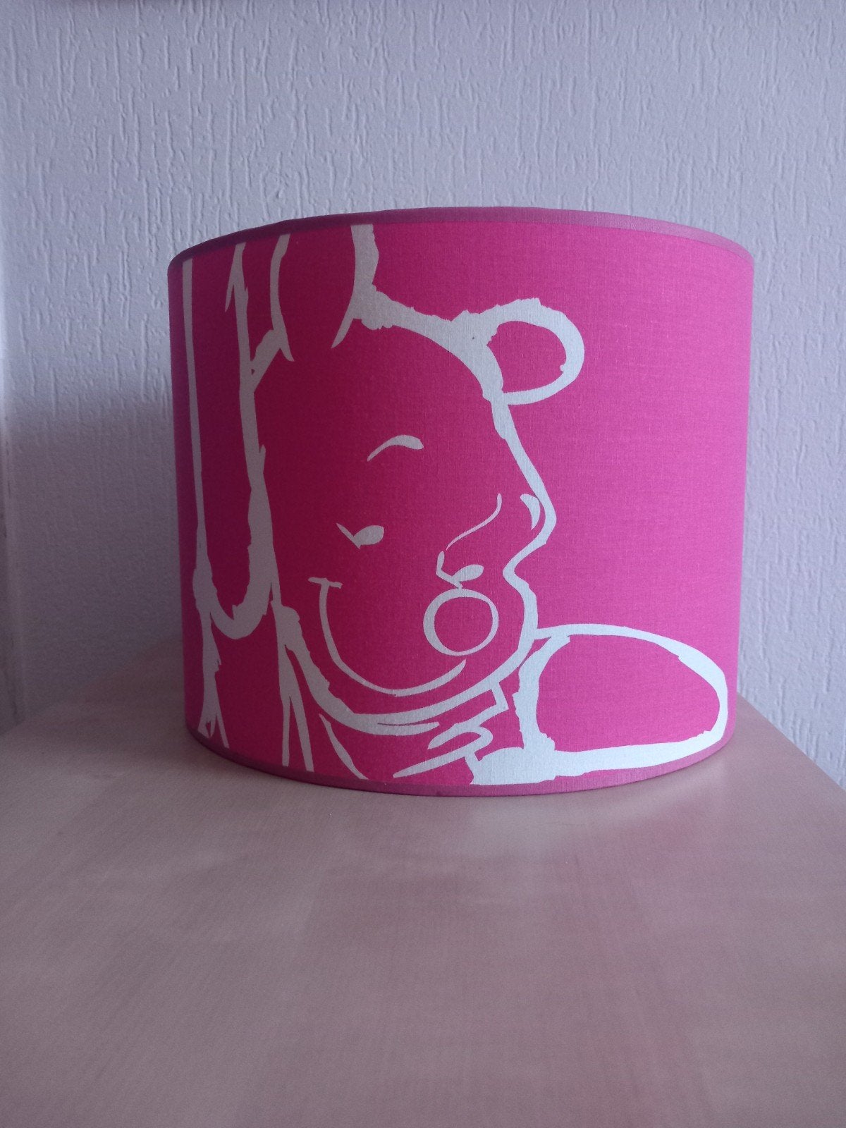 Roze lampenkap kinderkamer | Teddybeer | Fuchsia | Kinderlam, Hanglamp, Rond, Ophalen of Verzenden, Zo goed als nieuw