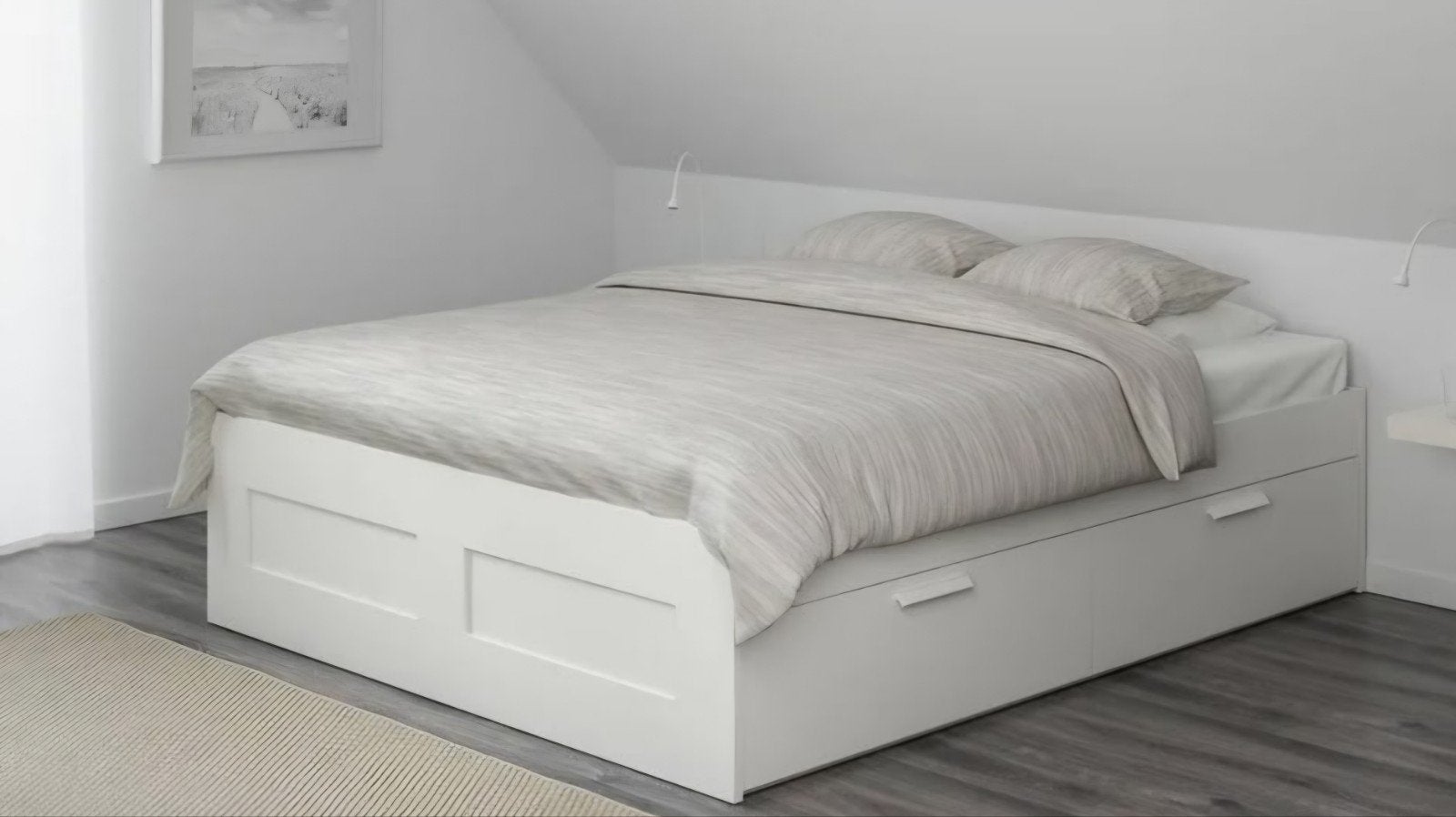 IKEA BRIMNES bed 140 x 200 met lattenbodem, zonder matras, Huis en Inrichting, Ophalen, Gebruikt, Wit, Tweepersoons