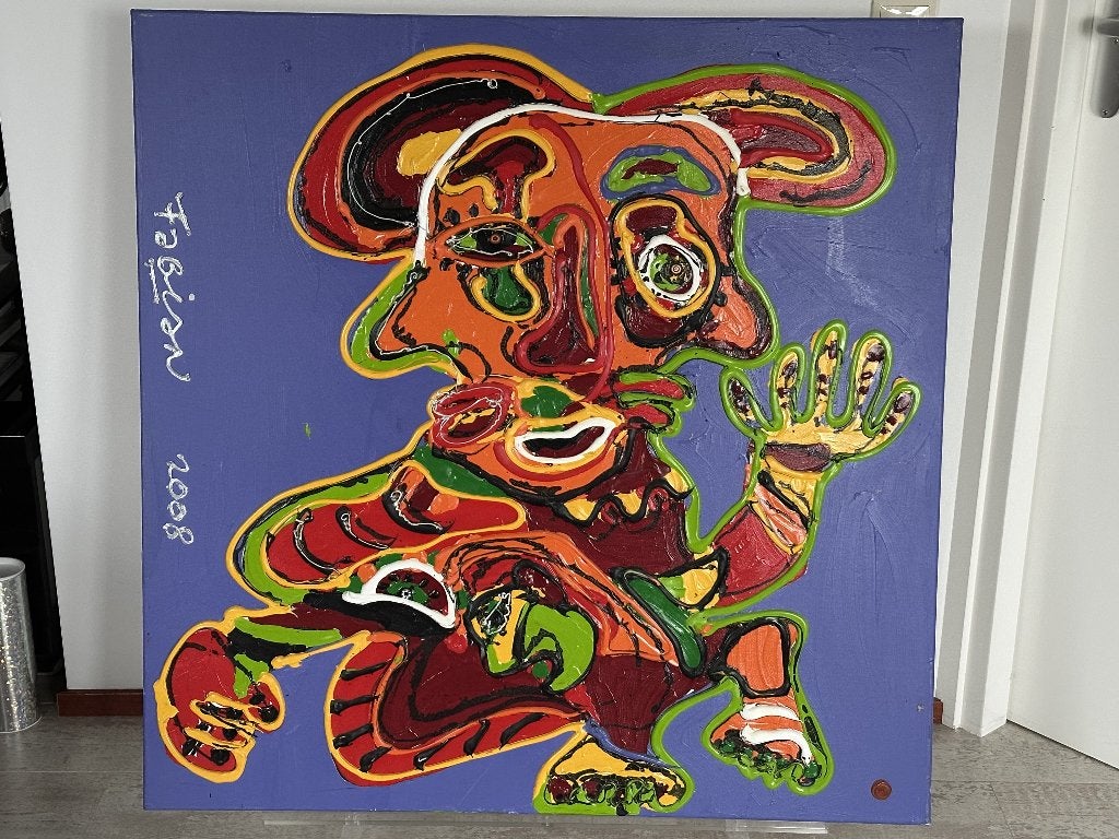 Mooi origineel werk Fabian. Fantasy (100cm x 100cm), Antiek en Kunst, Ophalen, Overige materialen, Overige technieken, Overig onderwerp
