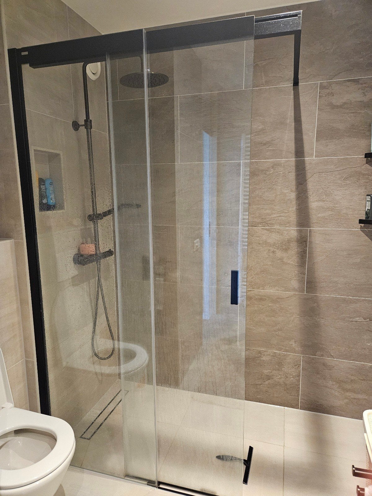Duka Libero Douchewand 120x200 Zwart Rechts, Ophalen, Nieuw, Met douche