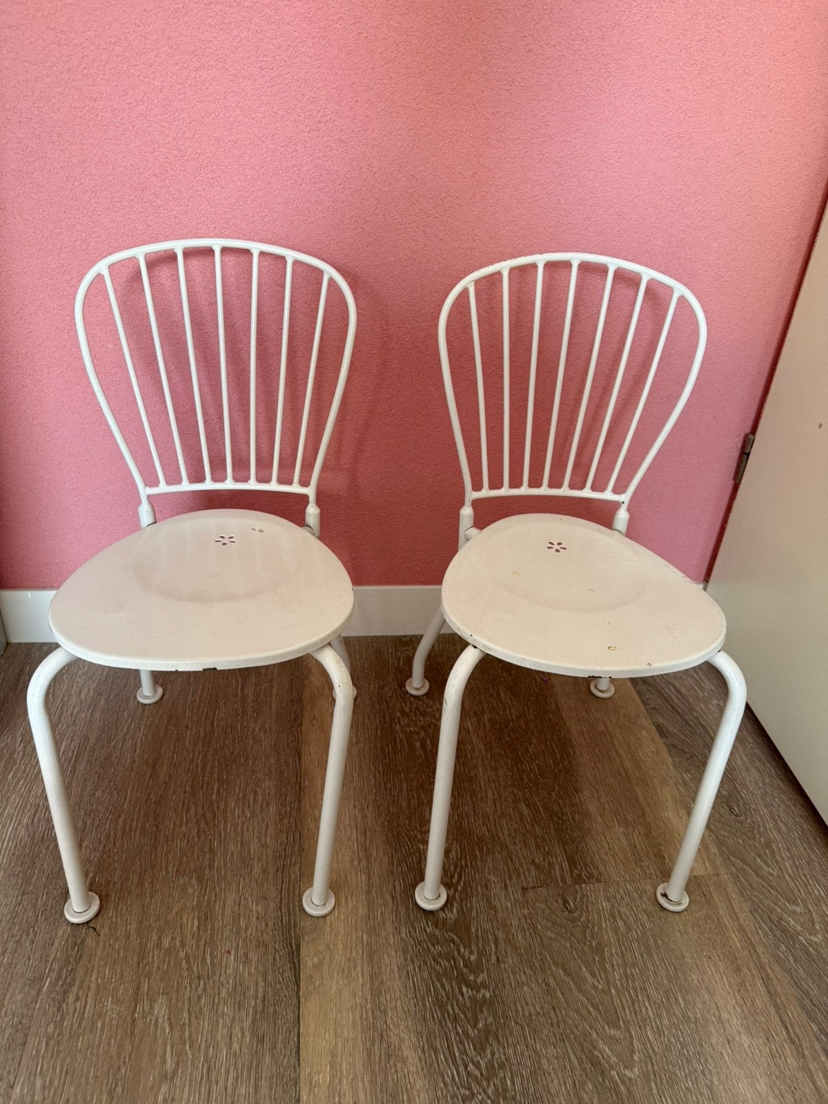 Ikea kinderstoeltjes metaal (minnen), Ophalen, Gebruikt, Twee, Wit