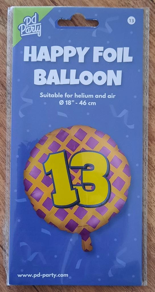 Ballon / Foil Ballon / Ballonnen - cijfer 13 - (Nieuw) Feest, Ophalen of Verzenden, Nieuw, Versiering, Verjaardag