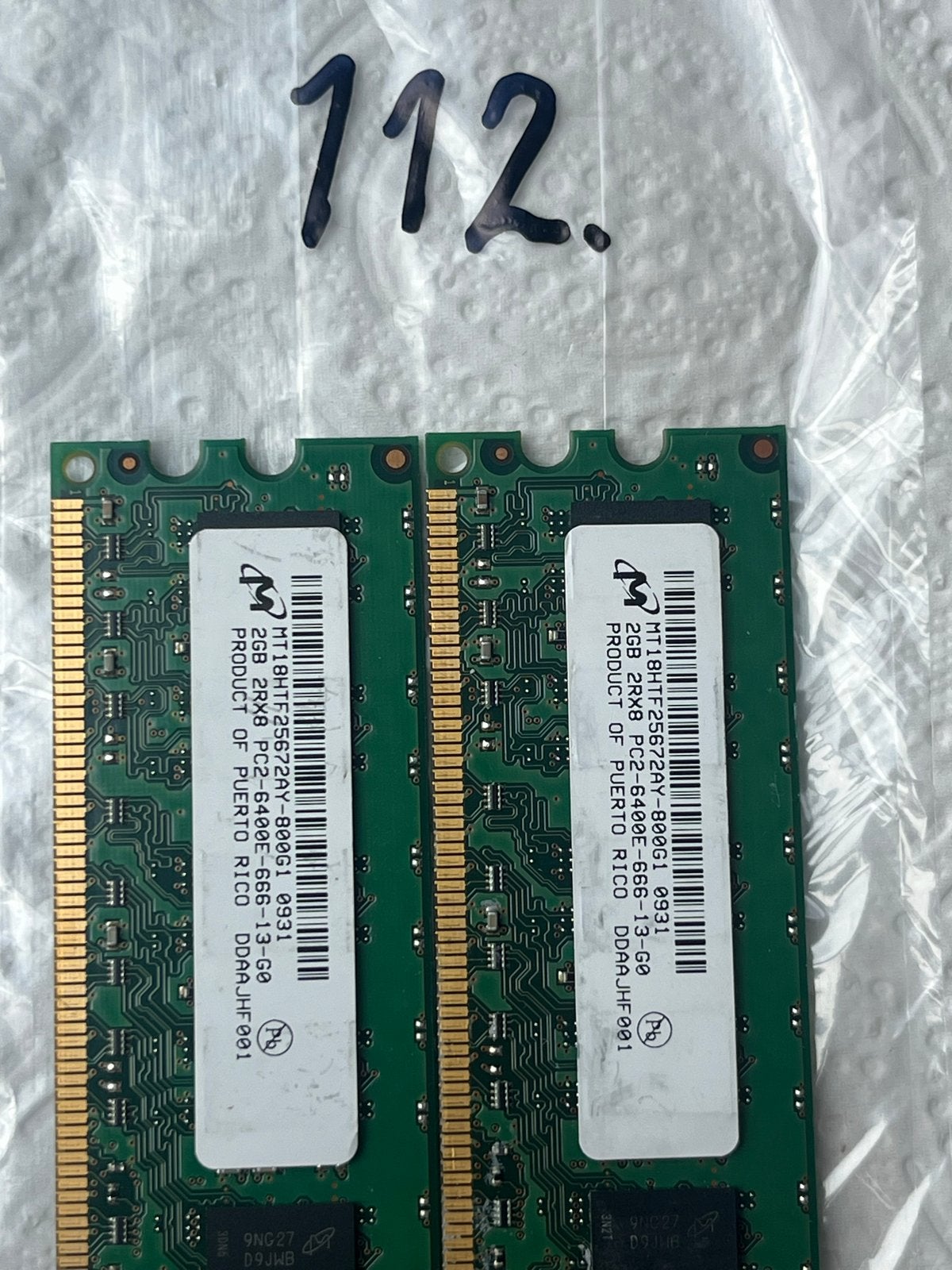 #112- 2x 2GB DDR2 RAM Geheugenmodules voor Desktop/Laptop, Computers en Software, RAM geheugen, Verzenden, Server, Zo goed als nieuw