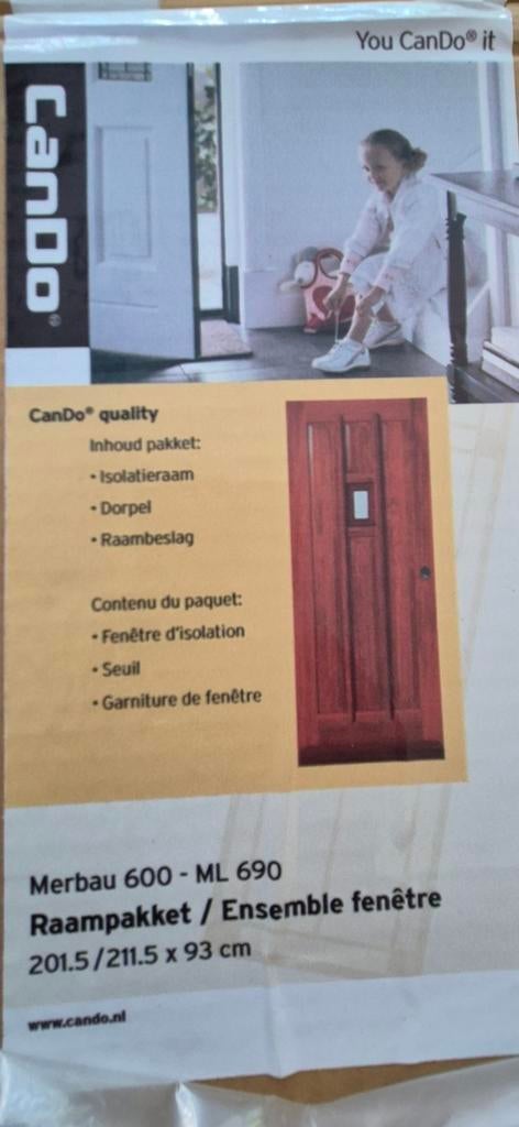Cando raampakket Merbau 600 - ML 690 (201,5/211,5 x 93), Doe-het-zelf en Verbouw, Deuren en Horren, Ophalen, 80 tot 100 cm, Nieuw