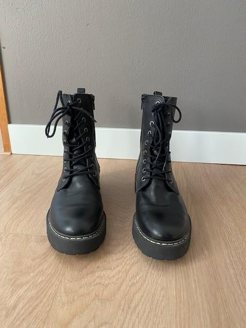 Cellini veterboots zwart leer maat 39, Zwart, Ophalen of Verzenden, Zo goed als nieuw, Lage of Enkellaarzen