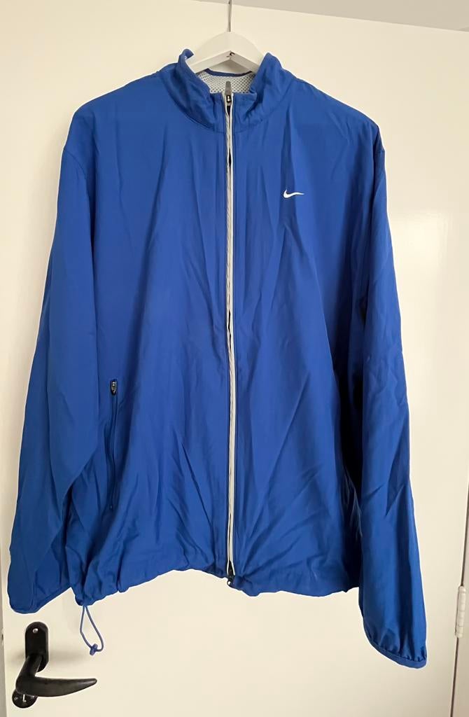 Blauw Nike Windjack Hardloop Jack Vintage Y2K Maat XL, Ophalen of Verzenden, Gedragen, Maat 56/58 (XL), Blauw