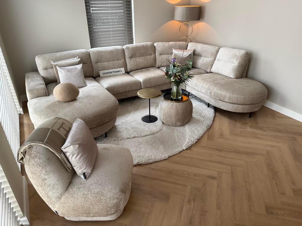 Luxe Velvet Teddy U-bank Moris 200x370x240cm Beige NEW, Info@oosterbaanwonen.nl, Venus 31 8448CE Heerenveen, Hoekbank, Oosterbaan Wonen