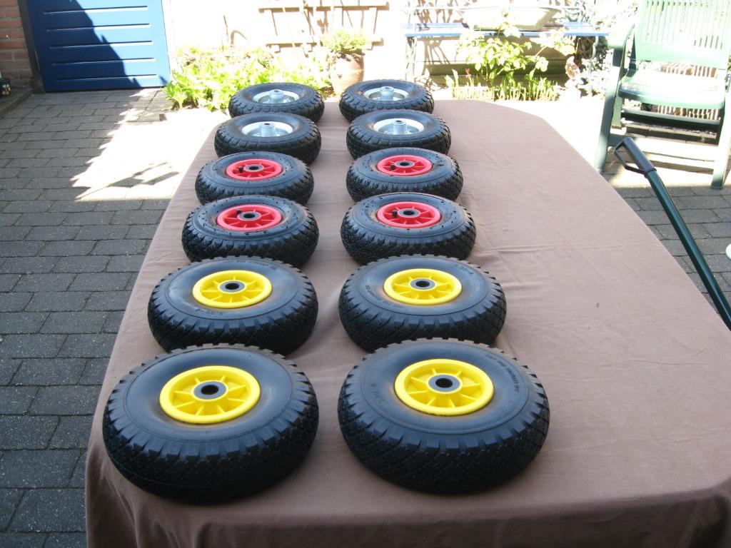 Wielen Voor Steekwagen/Bolderkar/Ook Anti-Lek. En Kruiwagens, Doe-het-zelf en Verbouw, Transportwagens, 100 liter of meer, Ophalen of Verzenden