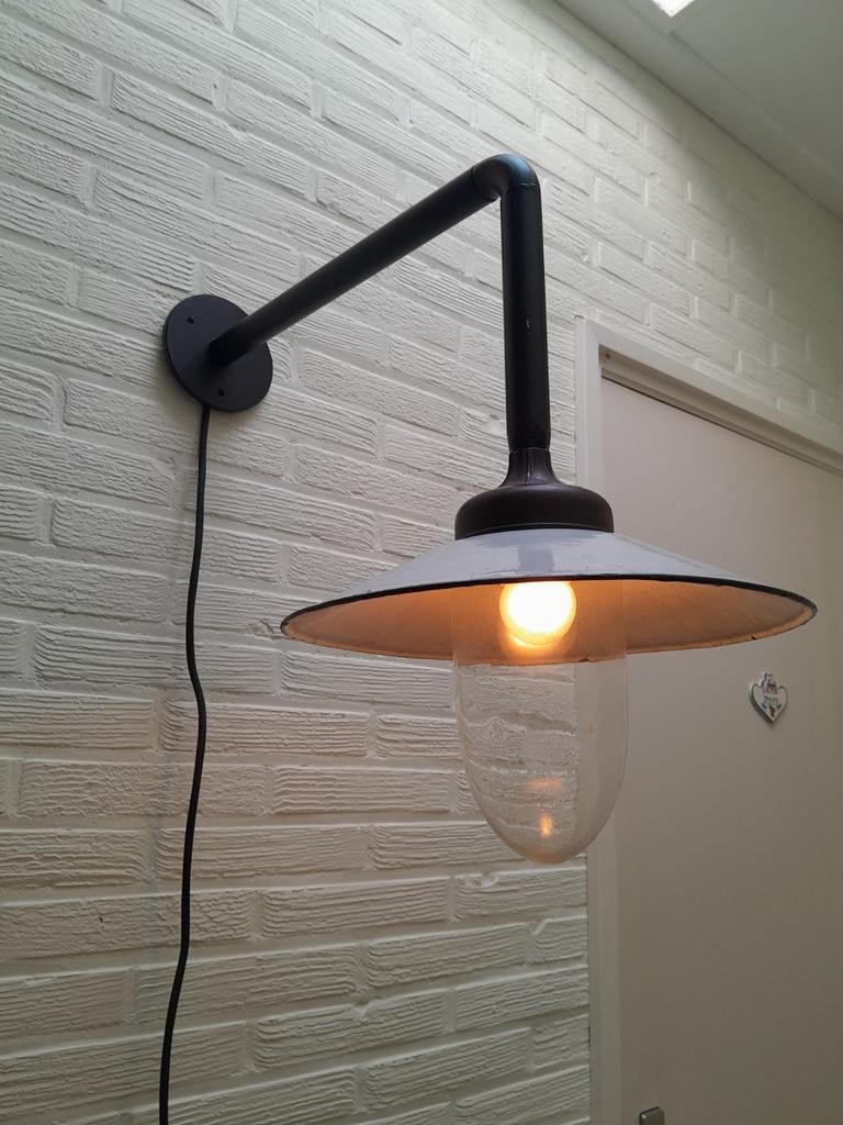Oude stallamp buitenlamp boerderijlamp, Ophalen of Verzenden, Glas