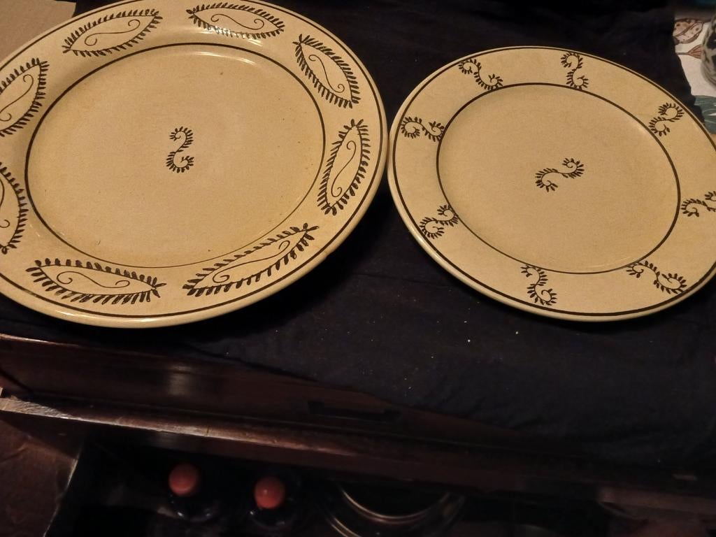 Gien 4 platte borden en 3 ontbijt borden, Ophalen of Verzenden