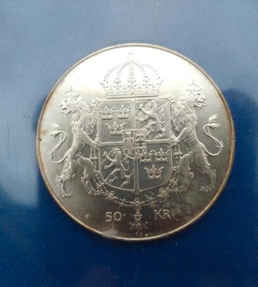 50 Kronor - Carl XVI Gustaf - Trouwerij - 27g Zilver!, Ophalen of Verzenden, Overige landen, Losse munt, Zilver