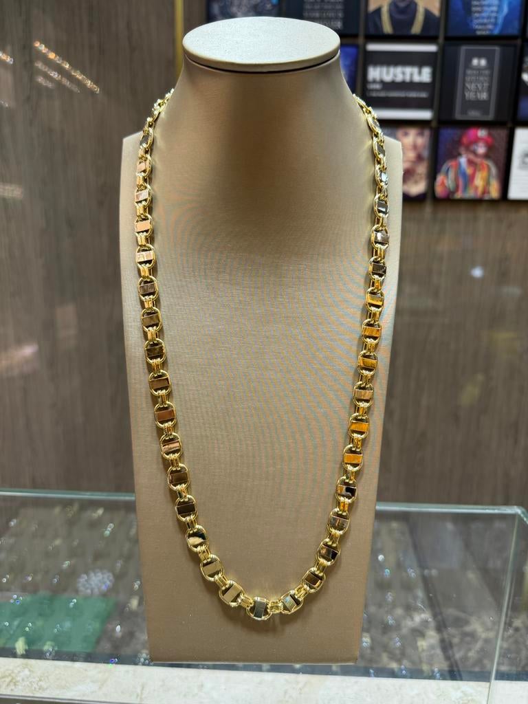 18KT Goud - 38.3 Gram - Ketting - PLATTE MAGNUM-Herenketting, Sieraden, Tassen en Uiterlijk, Ophalen, Zo goed als nieuw, Goud