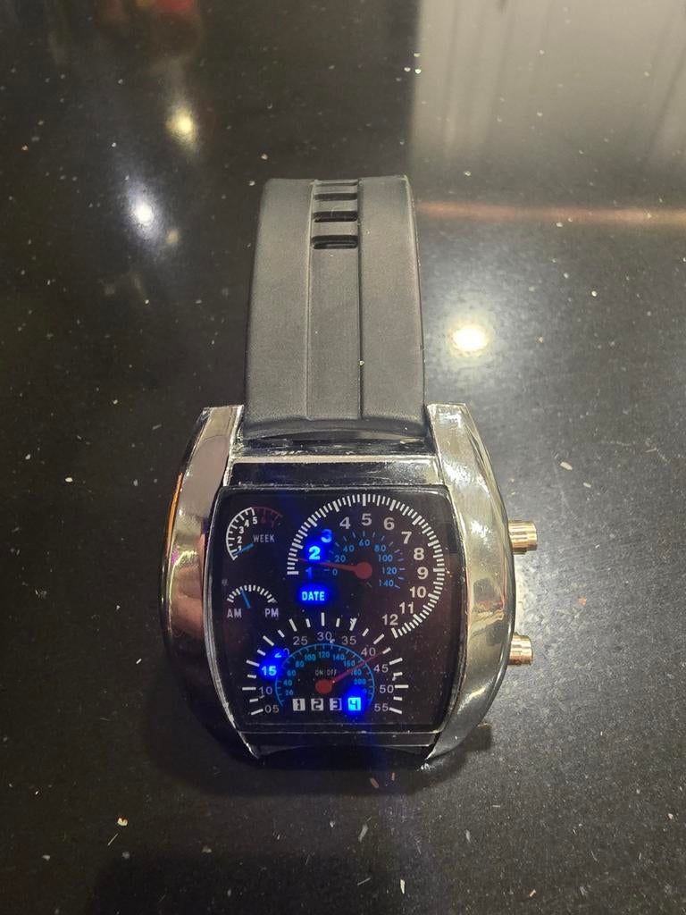 Vintage LED Horloge - Dag, Week, Maand, Jaar, Ophalen of Verzenden, Gebruikt