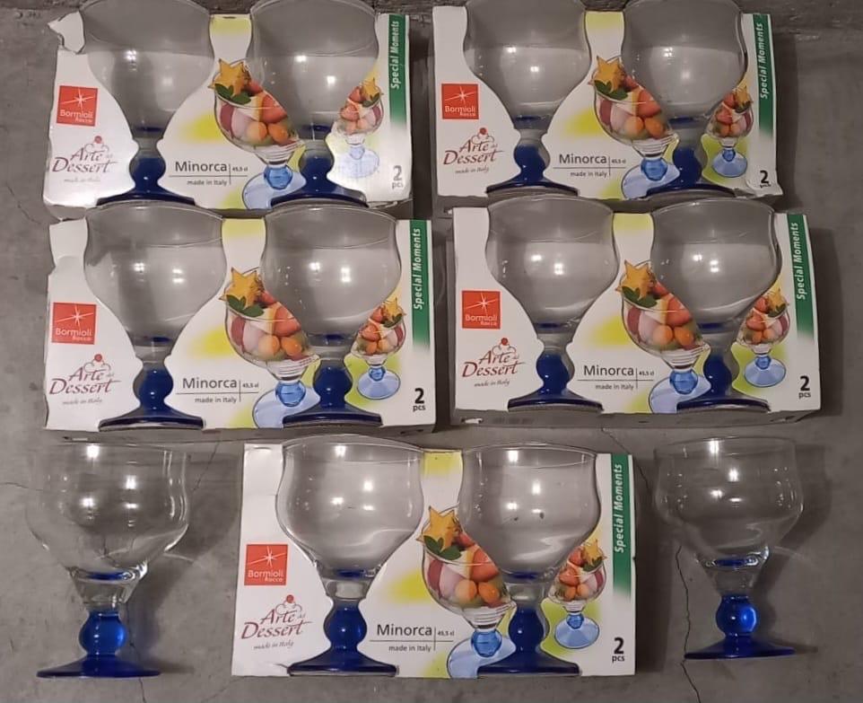 Bormioli Rocco Minorca Dessertglazen - Blauwe Steel, Huis en Inrichting, Keuken | Servies, Glas of Glazen, Nieuw, Ophalen of Verzenden