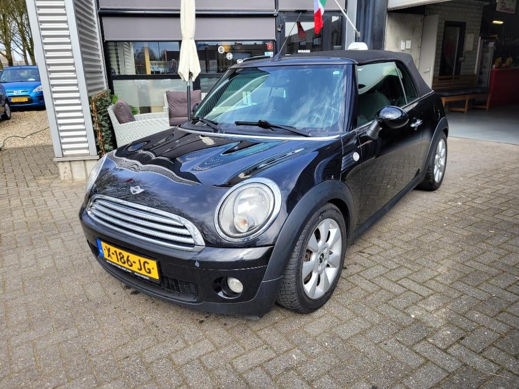 Mini 2010 Zwart cabrio apk bij aflev ,airco ,veel opties, Voorwielaandrijving, Stof, Zwart, 4 cilinders