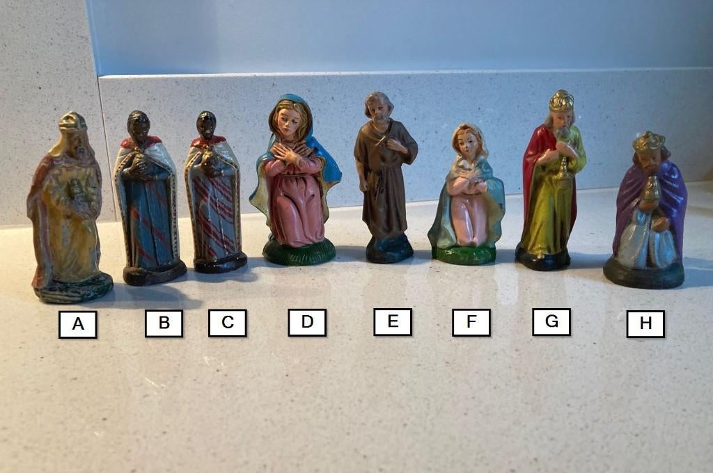 Antieke kerststal figuren. Alles voor 15 euro. KOOPJE!, Diversen, Kerst, Ophalen of Verzenden, Gebruikt