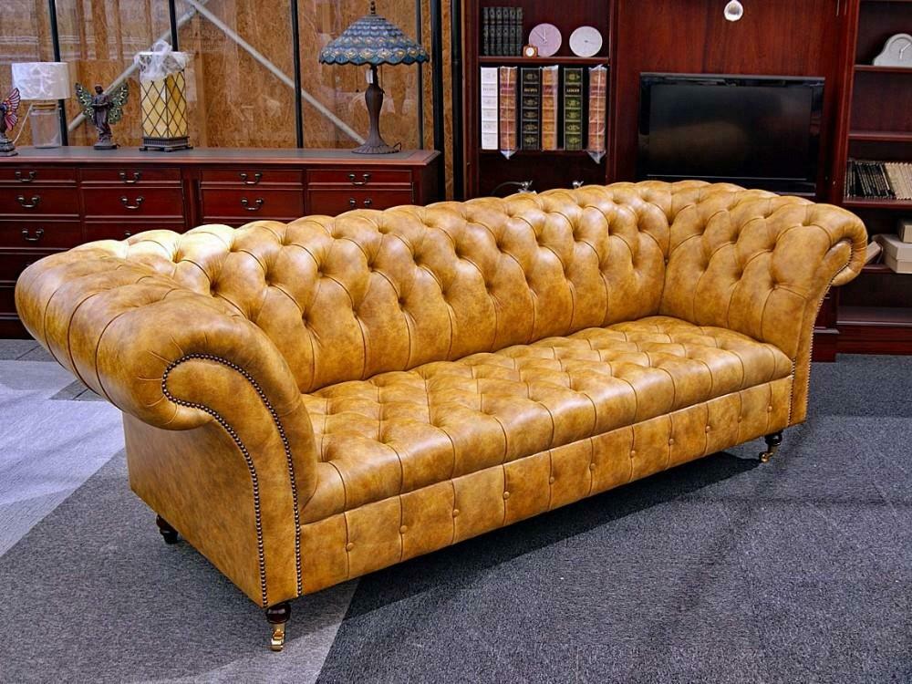 NIEUWE Chesterfield bank mosterd geel + GRATIS BEZORGD!!!, Huis en Inrichting, Banken | Bankstellen, Ophalen