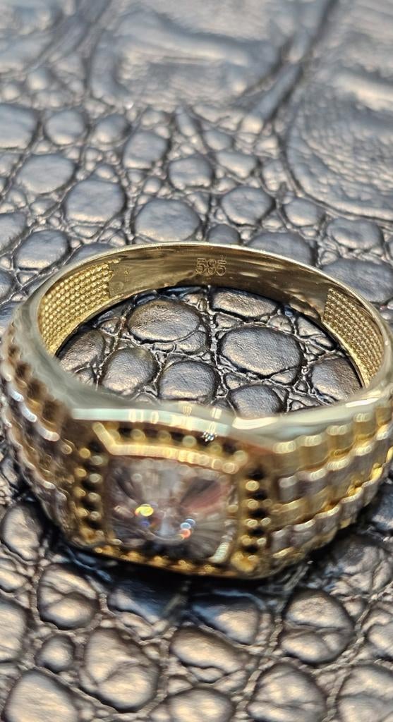 Mooie 14karaat heren Gouden ring, Heer, Nieuw, Ophalen of Verzenden, Goud