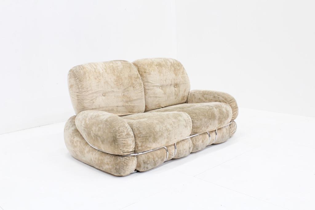 Vintage Italiaanse design Sofa Okay Adriano Piazzesi, Ophalen, 100 tot 125 cm, Tweepersoons, Stof