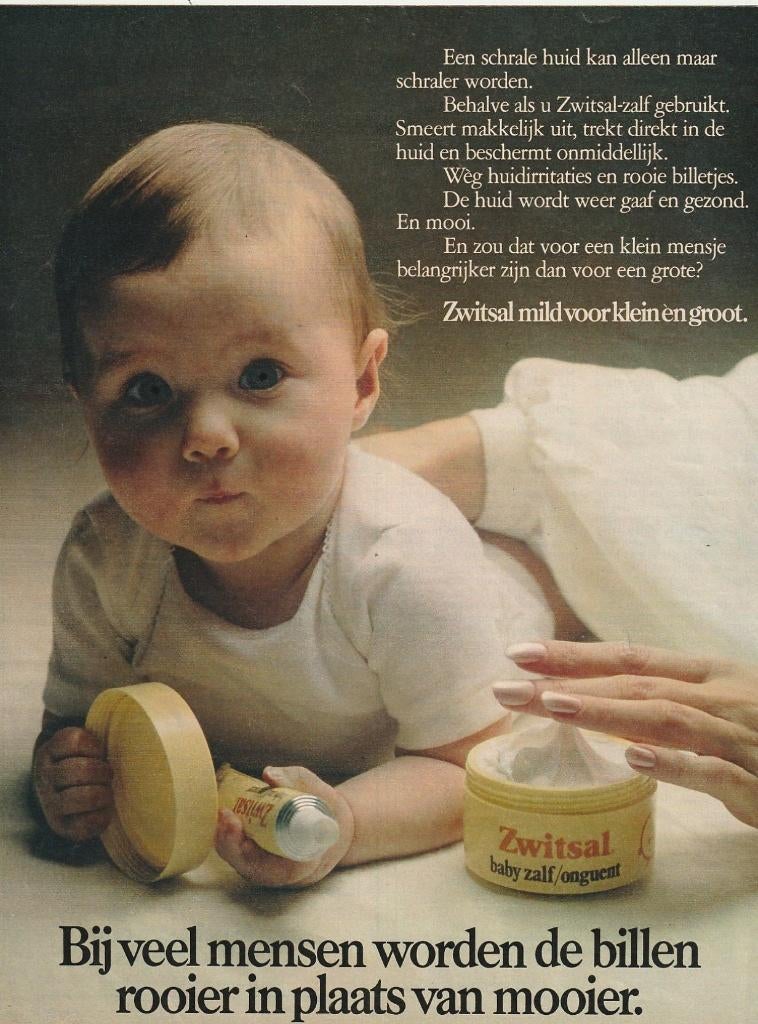 Retro reclame 1979 Zwitsal baby zalf tegen schrale huid, Verzamelen, Verzenden, Overige typen
