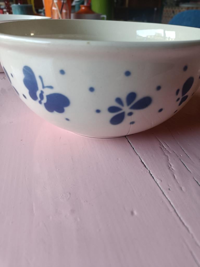 Vintage DDR Schaal - 22x10 cm, Gebruikt, Porselein of Keramiek, Schaal, Rond