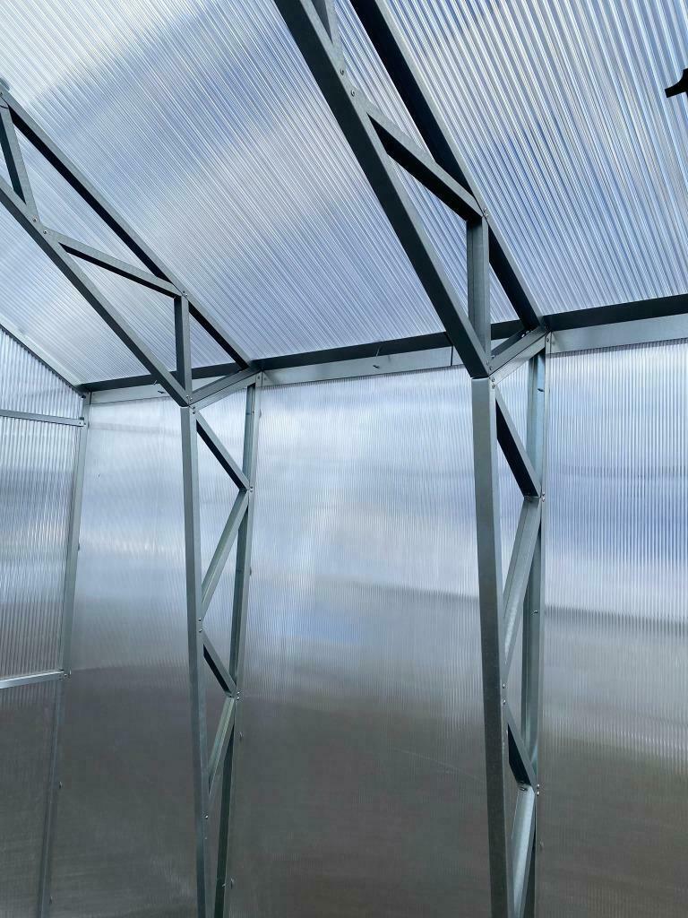 Broeikas  Robuust EH 4m x 4,1m 6mm Polyplaten, Staal, Polycarbonaat, Verzenden, Kweekkas