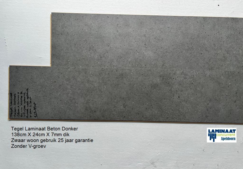 Tegel Laminaat Beton Donker Grijs Zonder V-groev €9,95p/m2, Tegel laminaat Donker beton grijs, 75 m² of meer, Nieuw, Ophalen of Verzenden