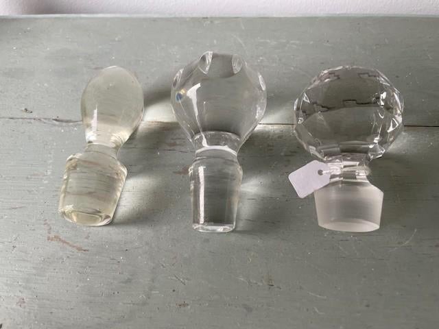 3 x knop van kristal. Flessenstop / glazen stop voor fles., Ophalen