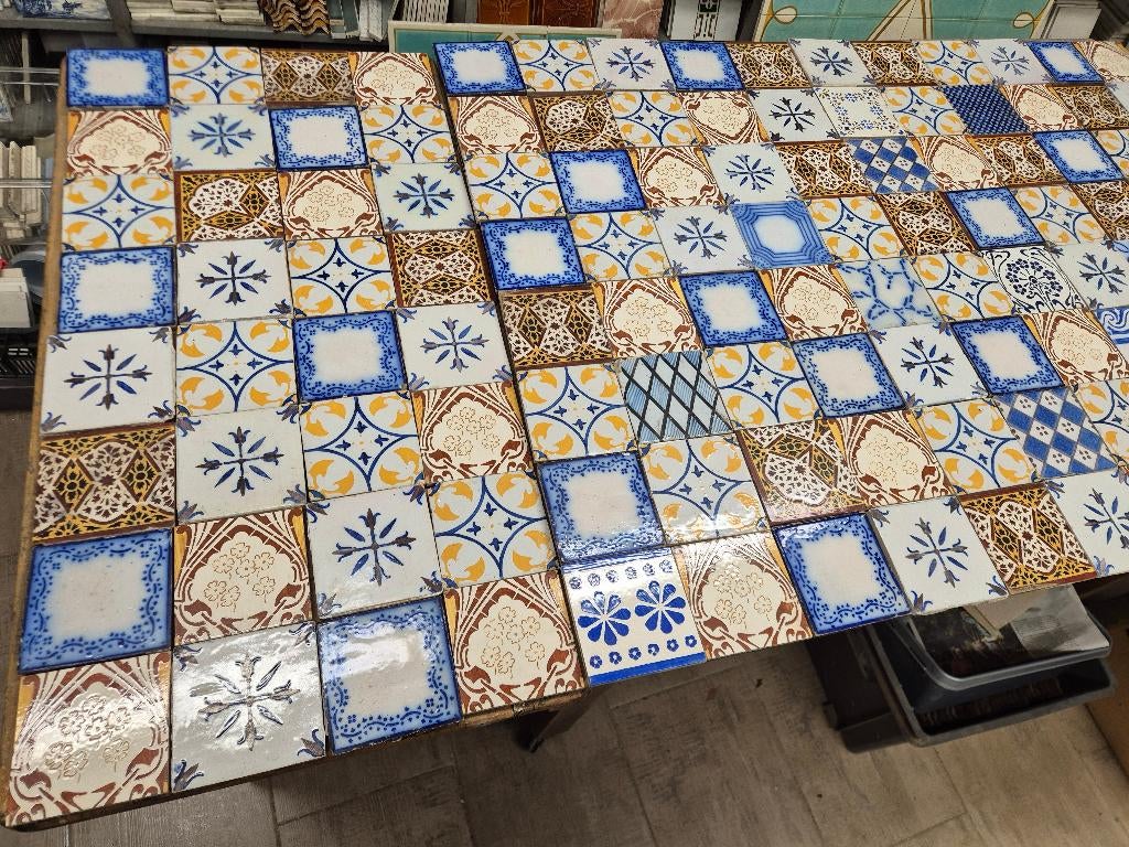 120 stuks antieke Franse tegels unieke kleurrijke mix, Antiek en Kunst, Ophalen