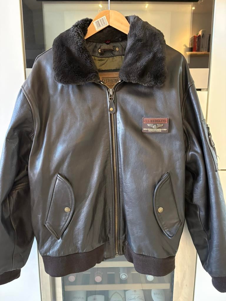 Redskins XXL leren pilotenjas bomberjas, Ophalen of Verzenden, Zo goed als nieuw, Maat 56/58 (XL), Bruin