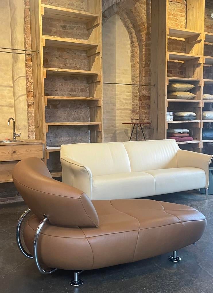 Leolux Kikko fauteuil/ chaise longue showmodel Noli leer