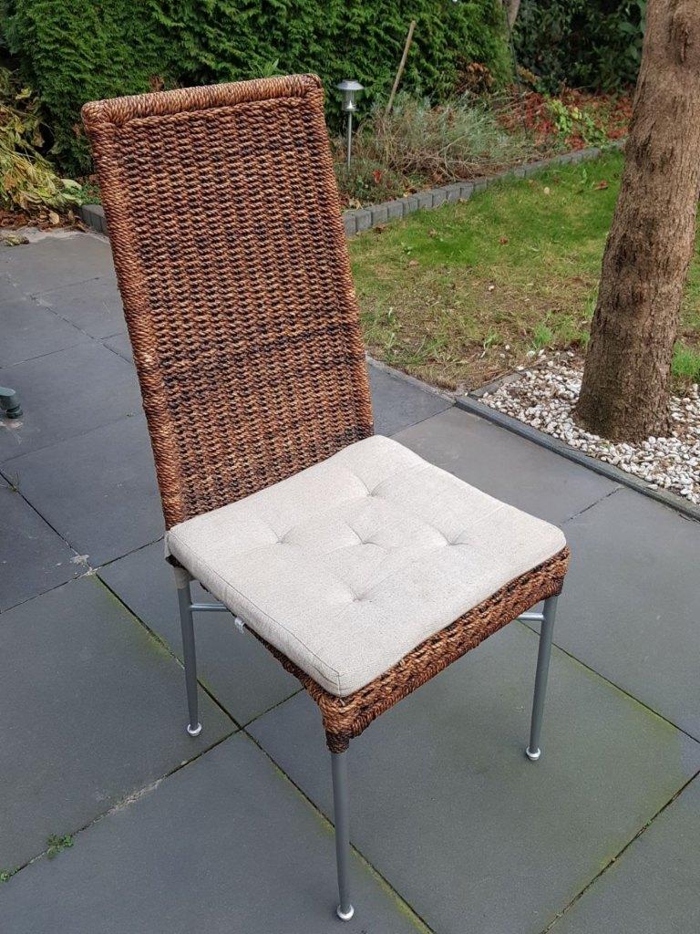 4 touw-gevlochten eetkamerstoelen, Huis en Inrichting, Ophalen, Bruin, Overige materialen, Zo goed als nieuw