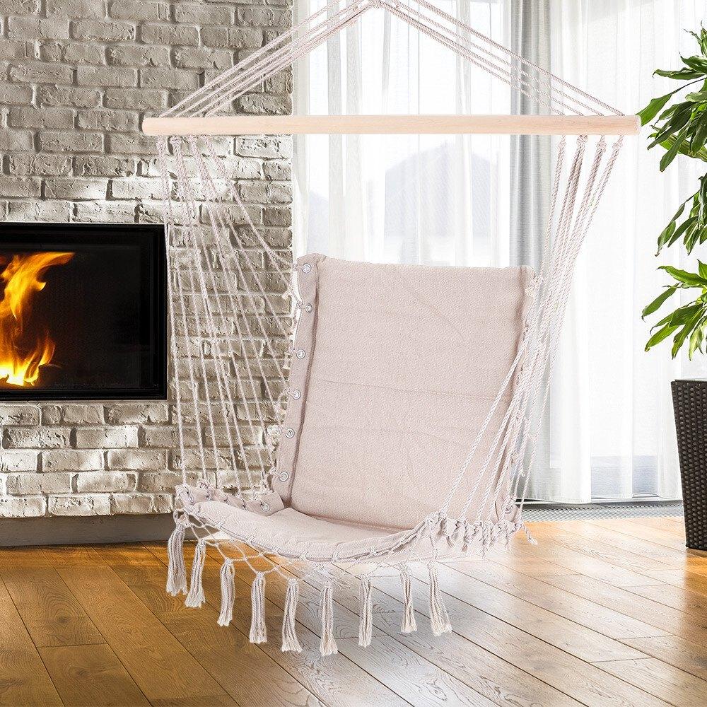 Hangstoel swing crème grijs 55x100cm GRATIS BEZORGD!, Huis en Inrichting, Stoelen, Verzenden, Zo goed als nieuw, Stof, Eén