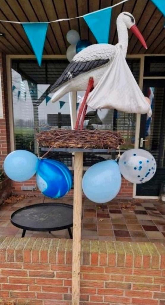 Geboorte ooievaar op nest (te huur), Kinderen en Baby's, Ophalen, Zo goed als nieuw, Geboortebord