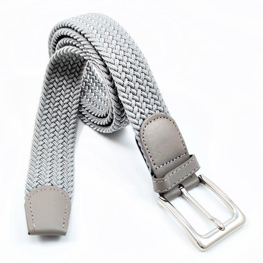Gevlochten Canvas Stretch Riem Lichtgrijs, Kleding | Heren, Riemen en Ceinturen, Overige kleuren, Verzenden, Nieuw, 105 tot 115 cm