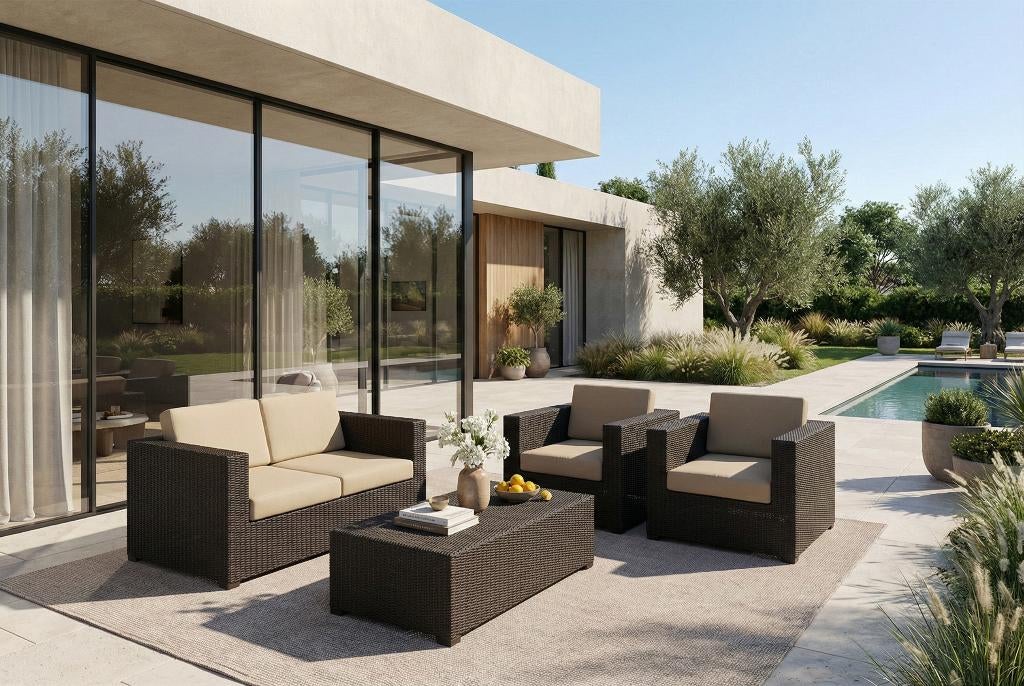 Wicker vlechtwerk loungeset Bank met 2 stoelen SALE #14, 4 zitplaatsen, Ophalen of Verzenden, Loungeset, Wicker