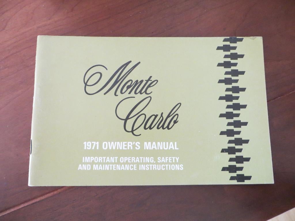 Instructieboek Chevrolet Monte Carlo modeljaar 1971 topstaat, Ophalen of Verzenden