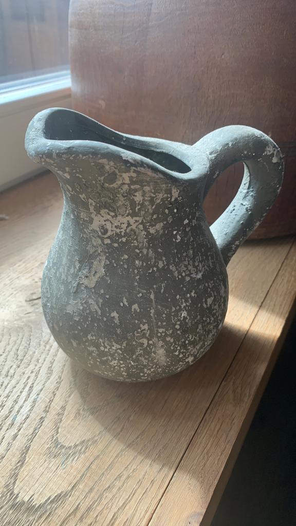 Landelijk grijs potje kruikje - Decoratieve vaas, Overige kleuren, Aardewerk of Porselein, Ophalen of Verzenden, Zo goed als nieuw
